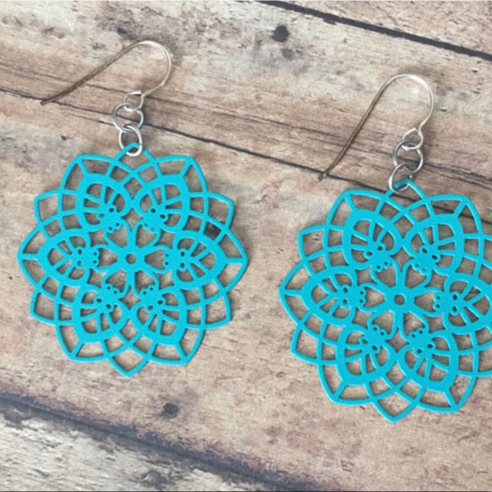 Turquoise kaleidoscope earrings